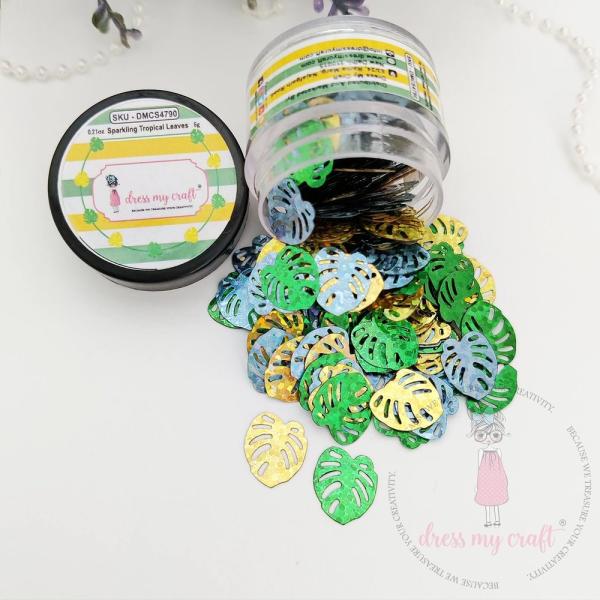 Dress My Craft - Streuteile "Sparkling Tropical Leaves" Shaker Slices 8g