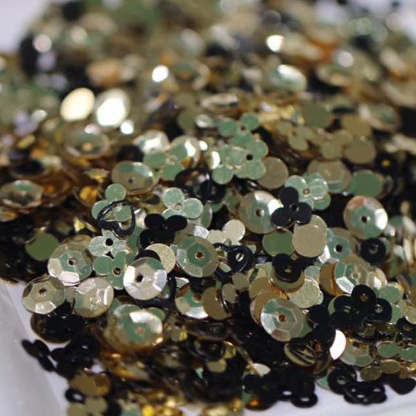 Dress My Craft - Pailetten - Streuteile "Golden Black" Sequins Mix 25g