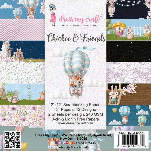 Dress My Craft - Designpapier "Chickoo & Friends" Paper Pack 12x12 Inch - 24 Bogen