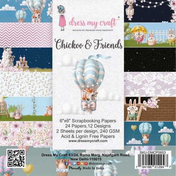 Dress My Craft - Designpapier "Chickoo & Friends" Paper Pack 6x6 Inch - 24 Bogen