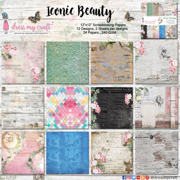 Dress My Craft - Designpapier "Iconic Beauty" Paper Pack 12x12 Inch - 24 Bogen