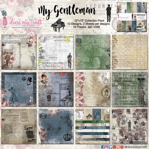 Dress My Craft - Designpapier "My Gentleman" Paper Pack 12x12 Inch - 24 Bogen