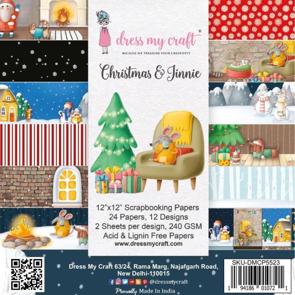 Dress My Craft - Designpapier "Christmas & Jinnie" Paper Pack 12x12 Inch - 24 Bogen