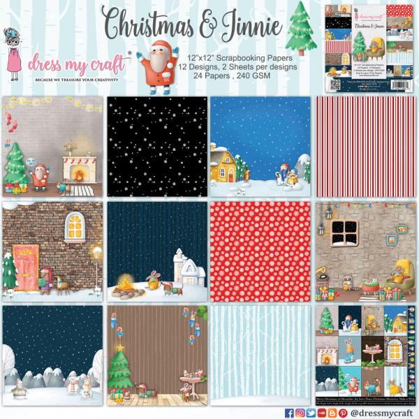 Dress My Craft - Designpapier "Christmas & Jinnie" Paper Pack 12x12 Inch - 24 Bogen