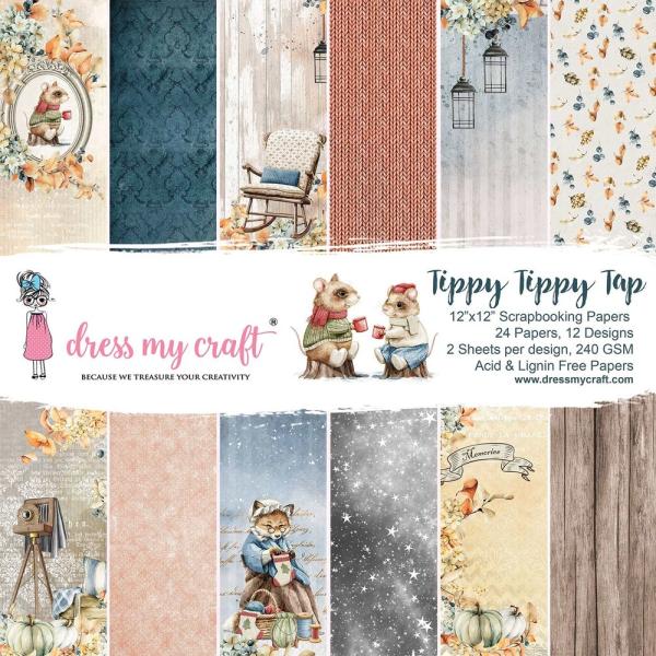 Dress My Craft - Designpapier "Tippy Tippy Tap" Paper Pack 12x12 Inch - 24 Bogen