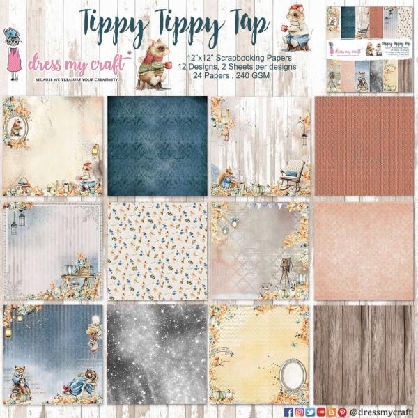 Dress My Craft - Designpapier "Tippy Tippy Tap" Paper Pack 12x12 Inch - 24 Bogen