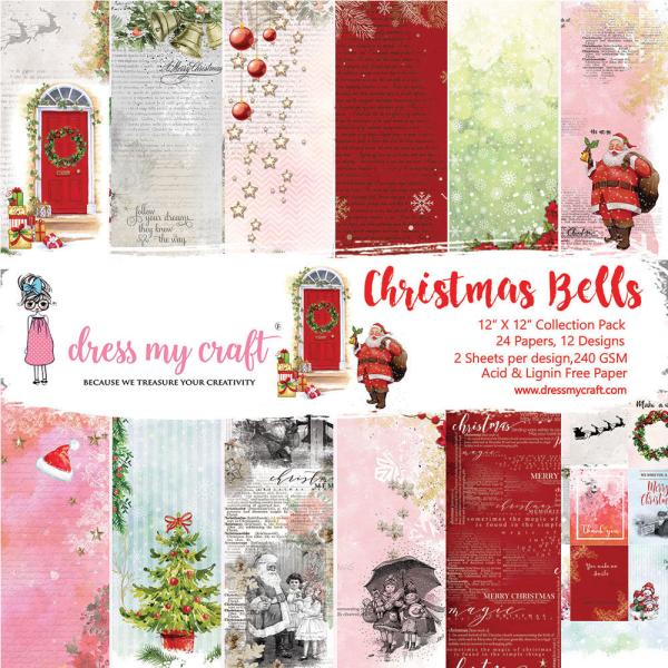 Dress My Craft - Designpapier "Christmas Bells" Paper Pack 12x12 Inch - 24 Bogen