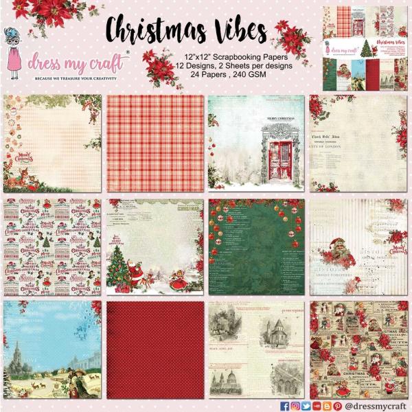 Dress My Craft - Designpapier "Christmas Vibes" Paper Pack 12x12 Inch - 24 Bogen