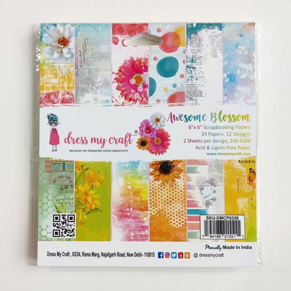 Dress My Craft - Designpapier "Awesome Blossom" Paper Pack 6x6 Inch - 24 Bogen