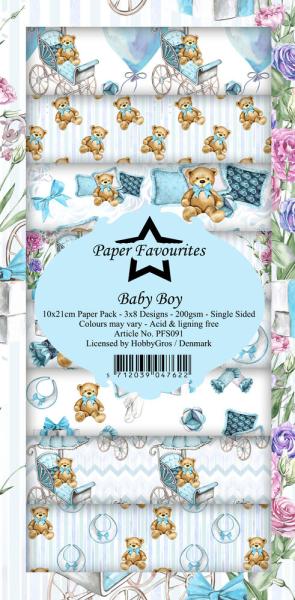 Paper Favourites - Designpapier "Baby Boy " Slim Paper Pack 3x8 Inch - 24 Bogen