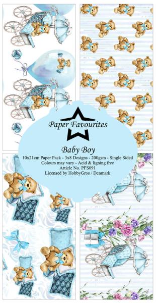 Paper Favourites - Designpapier "Baby Boy " Slim Paper Pack 3x8 Inch - 24 Bogen