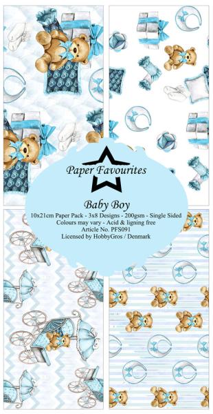 Paper Favourites - Designpapier "Baby Boy " Slim Paper Pack 3x8 Inch - 24 Bogen