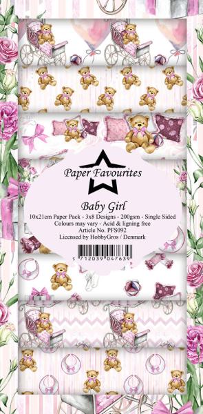 Paper Favourites - Designpapier "Baby Girl " Slim Paper Pack 3x8 Inch - 24 Bogen