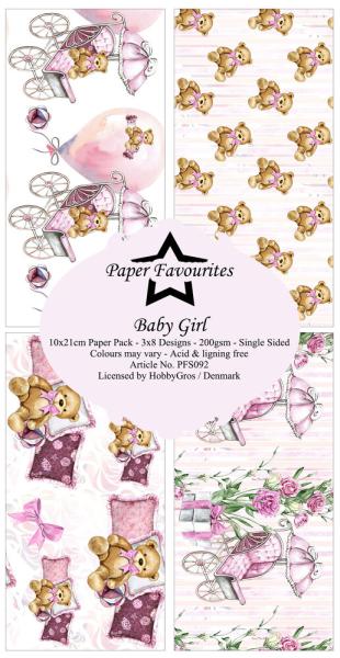 Paper Favourites - Designpapier "Baby Girl " Slim Paper Pack 3x8 Inch - 24 Bogen