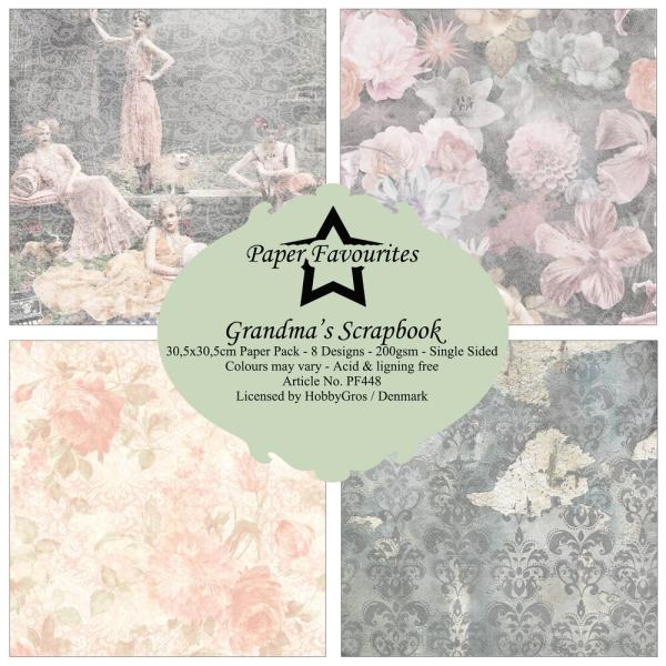 Paper Favourites - Designpapier "Grandma's Scrapbook" Paper Pack 12x12 Inch 8 Bogen