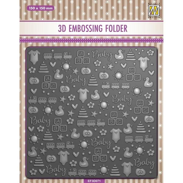 Nellie Snellen - Prägefolder "Baby Things" 3D Embossing Folder 