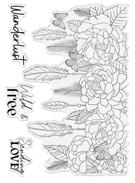 Crafters Companion - Stempelset "Enchanting Floral Feather" Clear Stamps