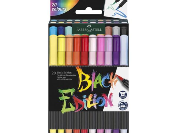 Faber Castell "Black Edition Brushpen Set " 20 Filzstifte mit Pinselspitze