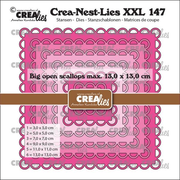 Crealies - Stanzschablone "Big Open Scalloped Squares" Crea-Nest-Lies XXL Dies