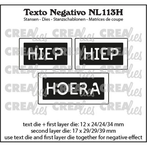 Crealies - Stanzschablone "Hiep Hiep Hoera" Texto Negativo Dies