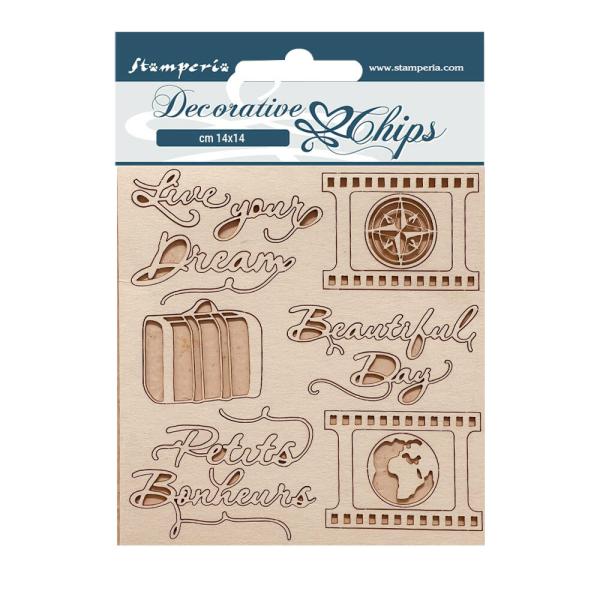 Stamperia - Holzteile 14x14 cm "Live your Dream" Decorative Chips