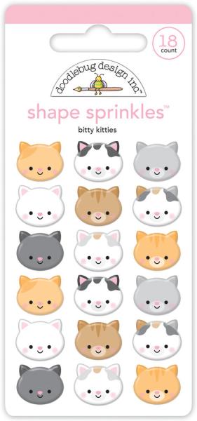 Doodlebug Design - Epoxy Sticker "Bitty Kitties" Shape Sprinkles