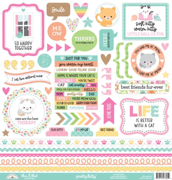 Doodlebug Design - Designpapier  "Pretty Kitty " Paper Pack 12x12 Inch - 12 Bogen