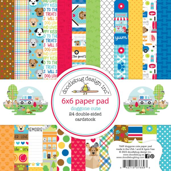 Doodlebug Design - Designpapier "Doggone Cute" Paper Pack 6x6 Inch - 24 Bogen