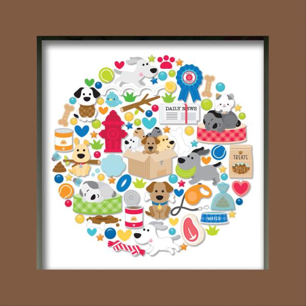 Doodlebug Design - Kit für Schattenbox "Doggone Cute" Shadow Box Kit