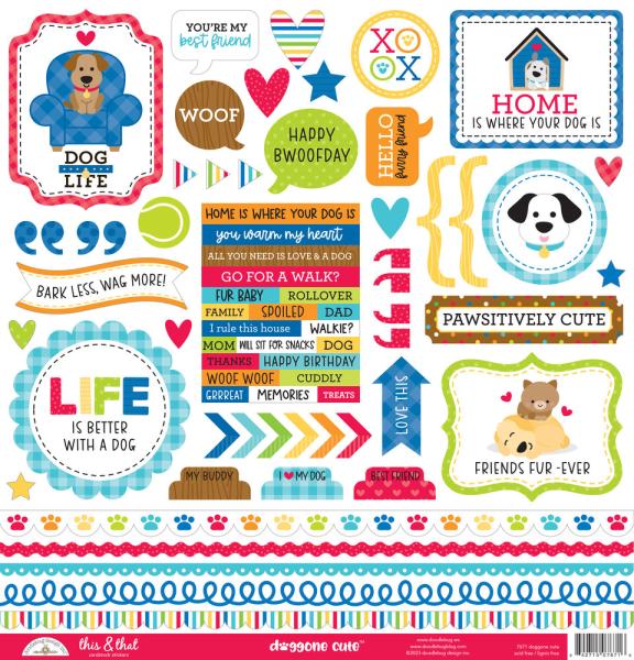 Doodlebug Design - Aufkleber "Doggone Cute" Sticker This & That