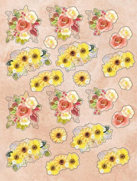 Crafters Companion - Stanzteile "Fancy Florals" 3D Cut Topper Pad 9x12 Inch - 15 Bogen