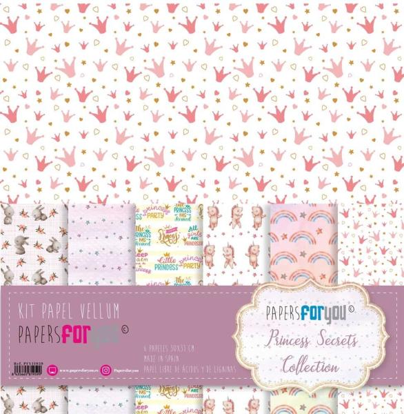 Papers For You - Pergamentpapier "Princess Secrets" Vellum Paper Pack 30x31 cm - 6 Bogen 