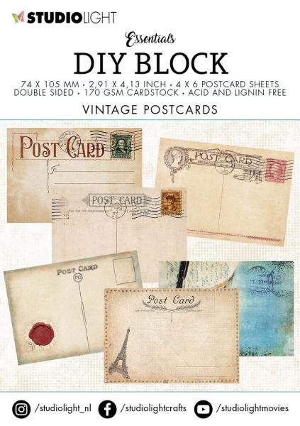 Studio Light - Postcards DIY Block Mini 7,4x10,5 cm "Vintage" 24 Bogen