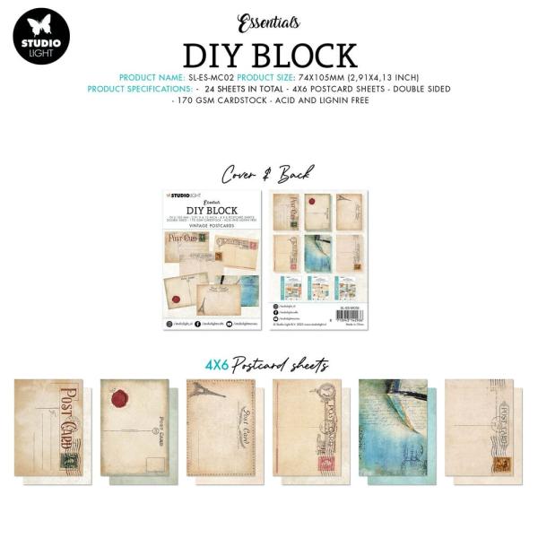 Studio Light - Postcards DIY Block Mini 7,4x10,5 cm "Vintage" 24 Bogen