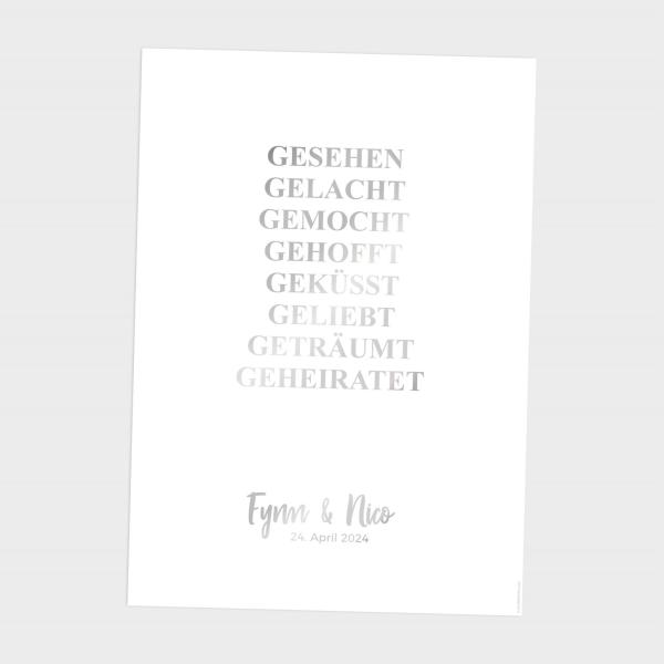 Metallicposter "Gesehen Gelacht Gemocht"  | Goldposter | Familienposter | Personalisiertes Poster | Wanddeko