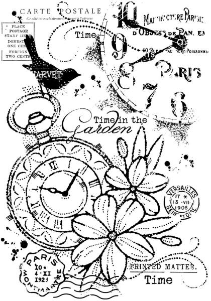 Woodware - Stempel "Pocket Watch Garden " Clear Stamps