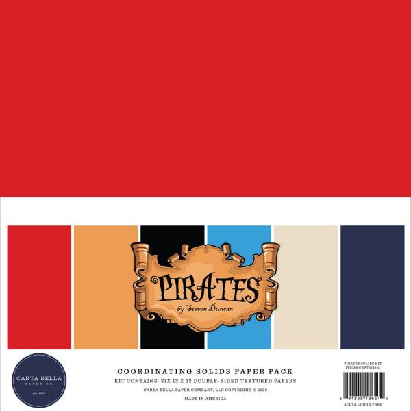 Carta Bella - Cardstock "Pirates" Coordinating Solids Paper Pack 12x12 Inch - 6 Bogen