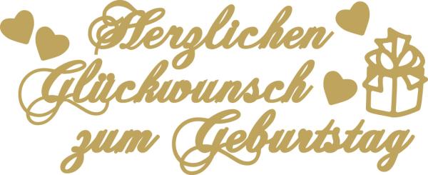 Klebeschrift "Herzlichen Glückwunsch Geburtstag" gold glänzend 6 Stück