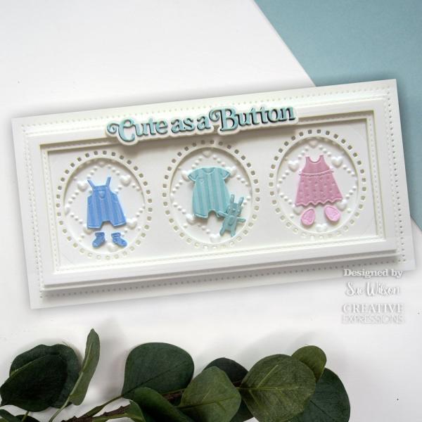 Creative Expressions - Stanzschablone "Mini Shadowed Sentiments Cute As A Button" Craft Dies Mini Design by Sue Wilson