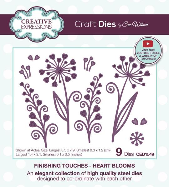 Creative Expressions - Stanzschablone "Finishing Touches Heart Blooms" Craft Dies Design by Sue Wilson