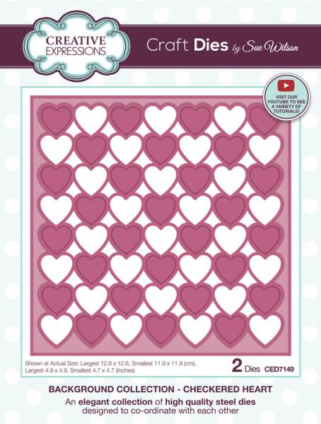 Creative Expressions - Stanzschablone "Background Collection Checkered Heart" Craft Dies Design by Sue Wilson