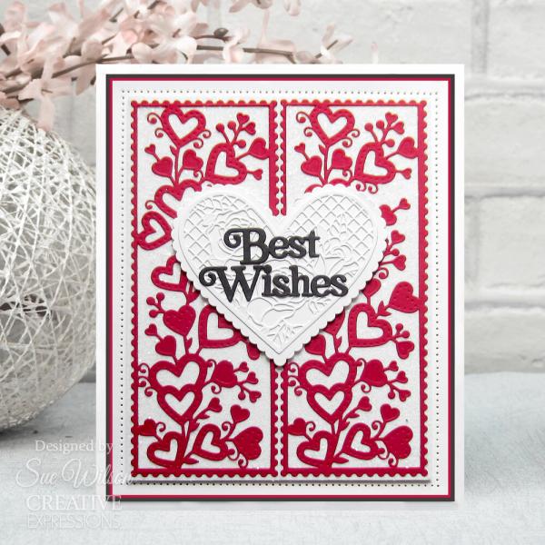 Creative Expressions - Stanzschablone "Shadowed Sentiments Best Wishes" Craft Dies Design by Sue Wilson