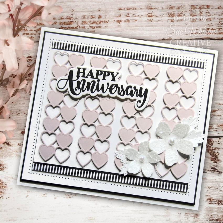 Creative Expressions - Stanzschablone "Shadowed Sentiments Happy Anniversary" Craft Dies Design by Sue Wilson