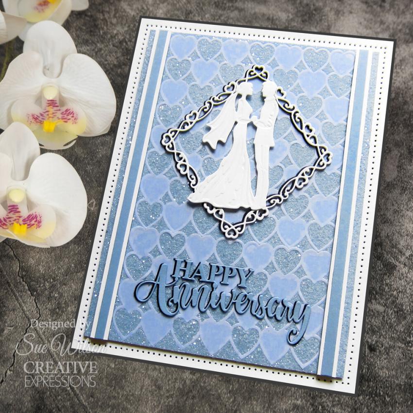 Creative Expressions - Stanzschablone "Shadowed Sentiments Happy Anniversary" Craft Dies Design by Sue Wilson