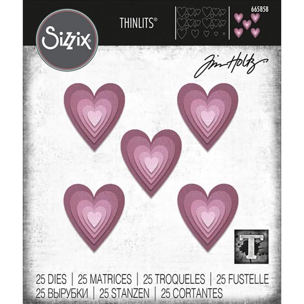 Sizzix - Stanzschablone "Stacked Tiles Hearts" Thinlits Craft Dies by Tim Holtz