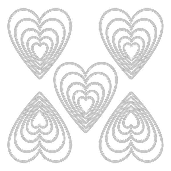 Sizzix - Stanzschablone "Stacked Tiles Hearts" Thinlits Craft Dies by Tim Holtz