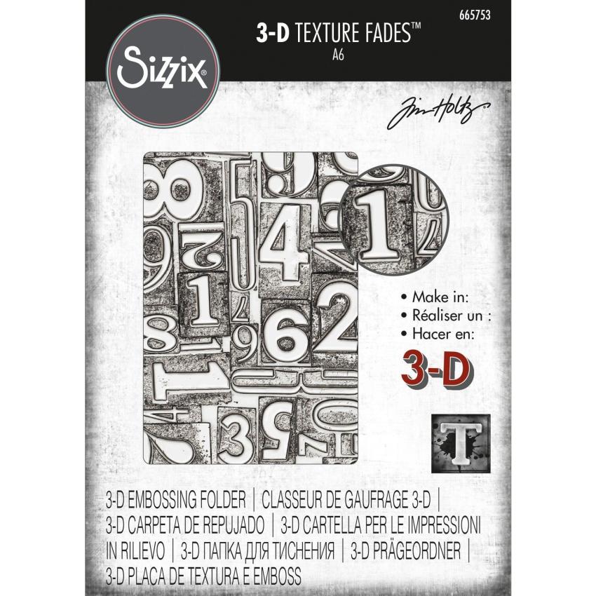 Sizzix - 3D Prägefolder "Numbered" Embossing Folder Design by Tim Holtz