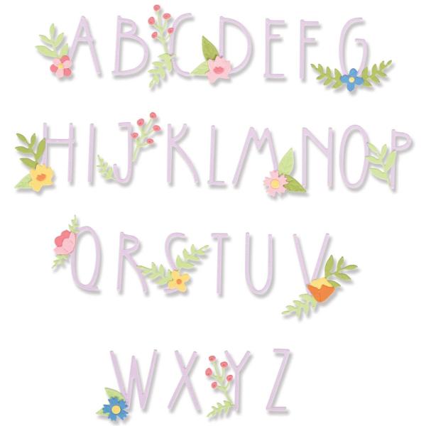 Sizzix - Stanzschablone "Floral Alphabet" Thinlits Craft Dies by Alexis Trimble