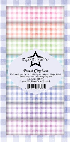 Paper Favourites - Designpapier "Pastel Gingham " Slim Paper Pack 3x8 Inch - 24 Bogen