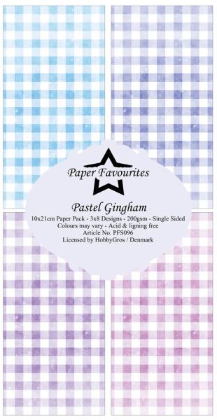 Paper Favourites - Designpapier "Pastel Gingham " Slim Paper Pack 3x8 Inch - 24 Bogen